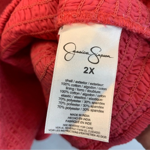 NWoT Jessica Simpson Smocked Coral Off the Shoulder Blouse, size 2XL - Picture 7 of 10